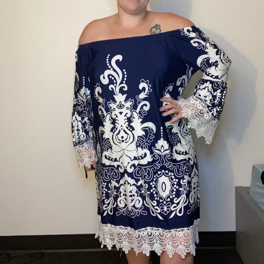 Blue and white dress!